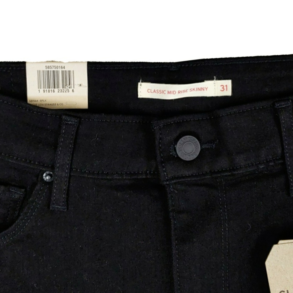 NWT Levis Wm M Black Wms 18 Mid Rise Skinny Jeans - Picture 3 of 7